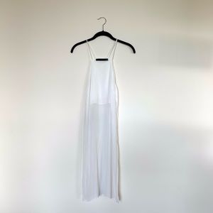 White sheer long tunic shirt